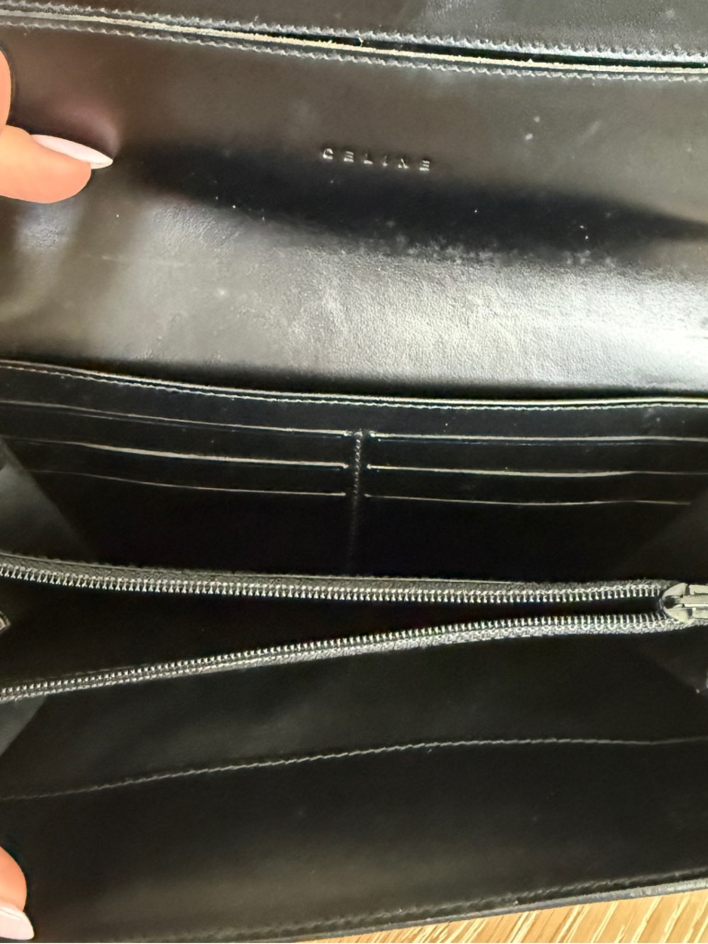 Celine Brown and Black Triomphe Pattern Long Wallet - Picture 6 of 9